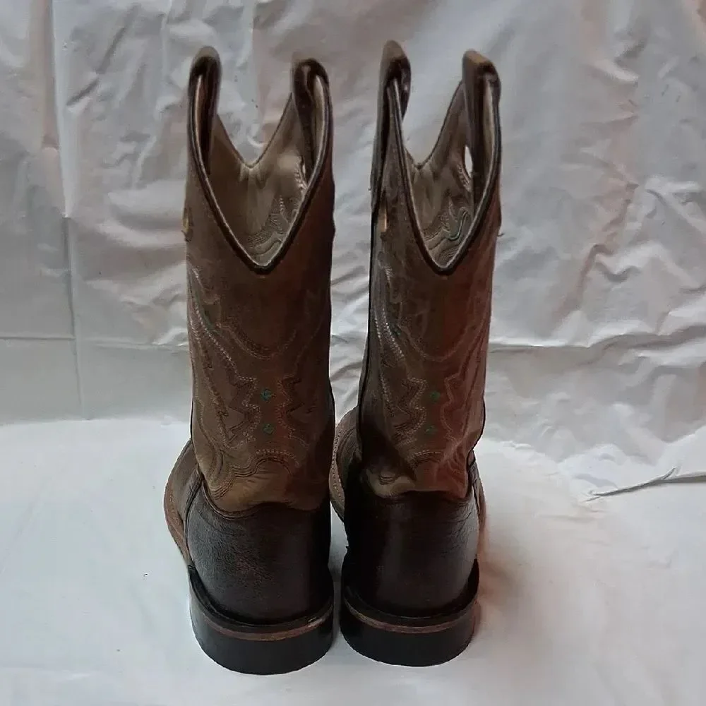 Old West Brown Leather Cowboy Boots